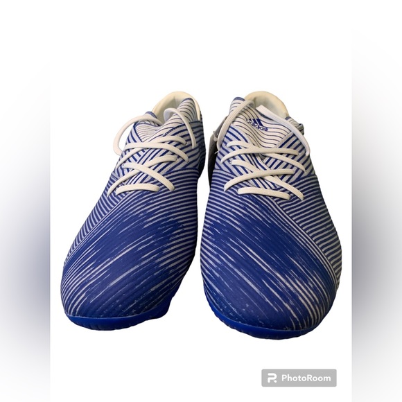 NWT Adidas Nemiziz 19.2 FG Soccer Cleats Color: White/ Royal Blue Men’s Size 12 - Picture 3 of 11